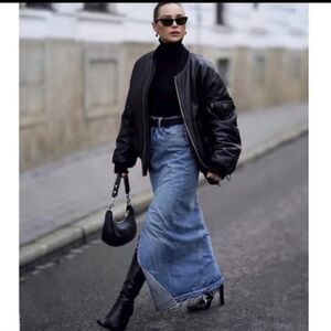 Nwt ZARA TRF LONG DENIM SKIRT medium